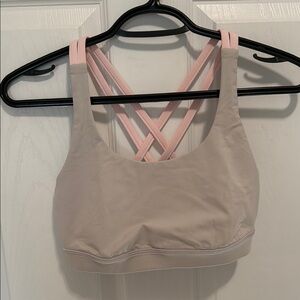 Lululemon Pink and Cream Strappy Sports Bra